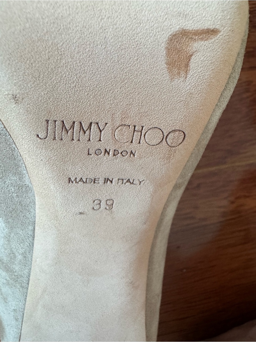 Jimmy Choo Taupe Suede Pointed-Toe Stiletto Pumps - Picture 6 of 7